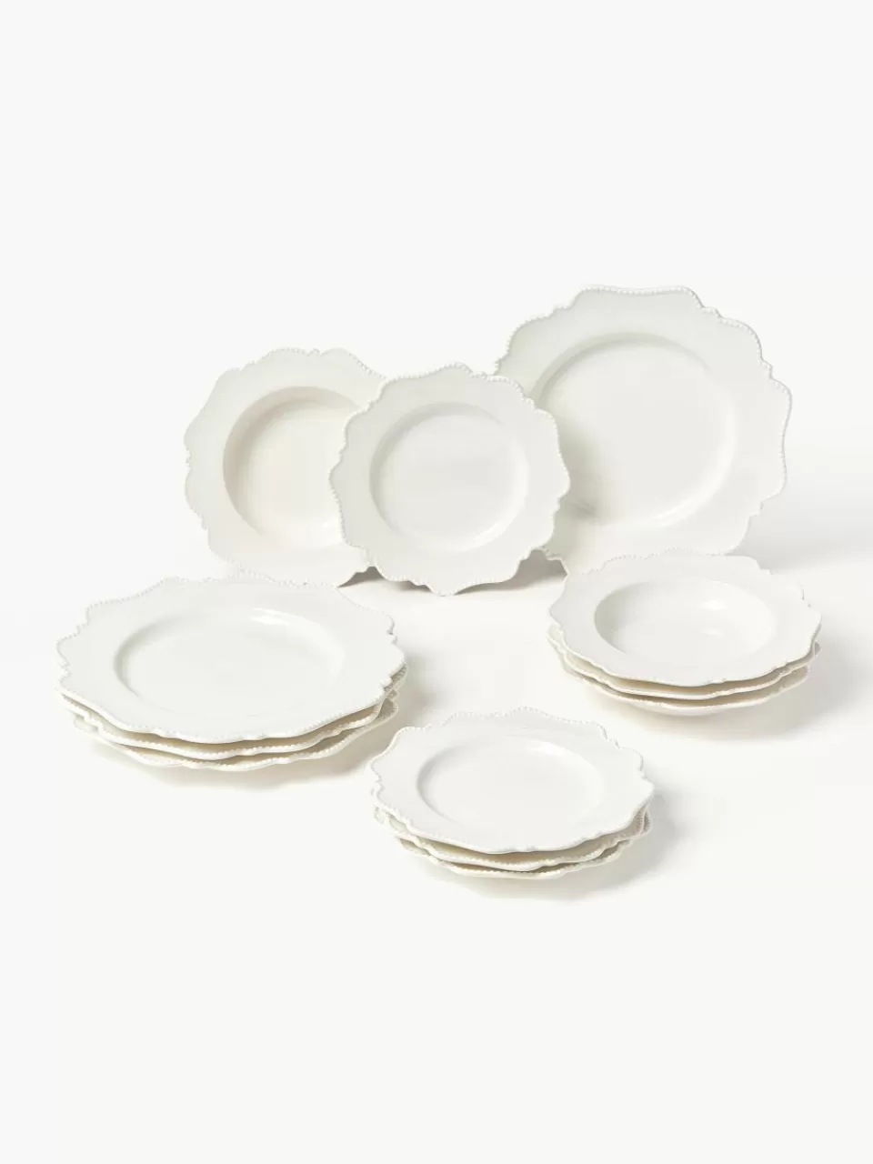 Westwing Collection Porseleinen servies Grace voor 4 personen (12-delig) | Servies | Serviessets