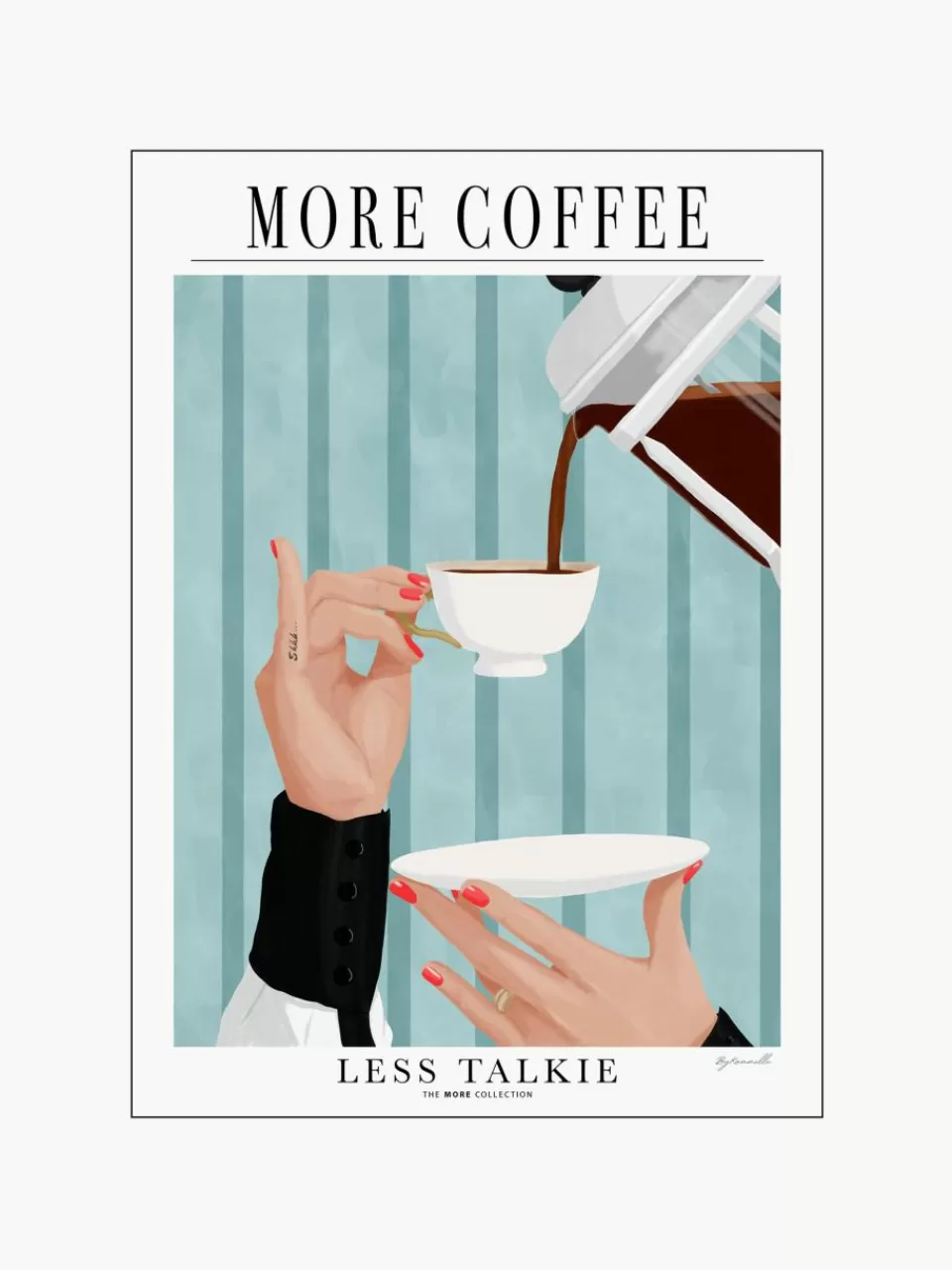 Poster and Frame Poster More Coffee - Less Talkie | Wanddecoratie | Decoratie