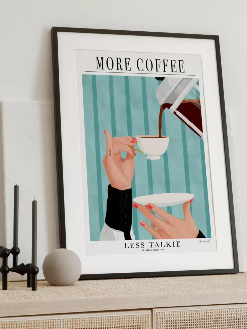 Poster and Frame Poster More Coffee - Less Talkie | Wanddecoratie | Decoratie