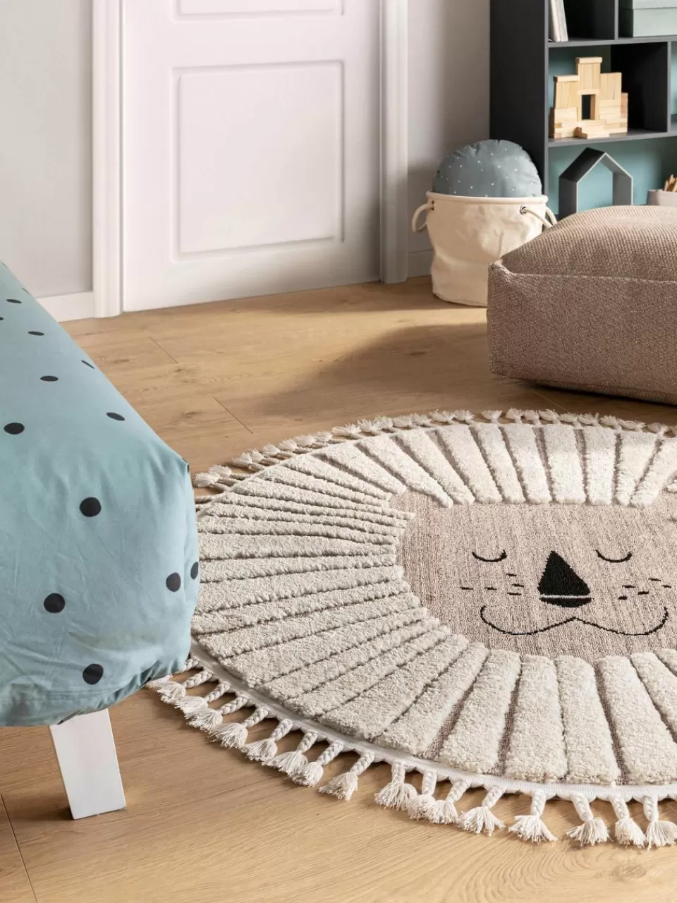 Benuta Rond kindervloerkleed Momo met kwastjes en hoog-laag effect | Kindervloerkleden | Kindervloerkleden