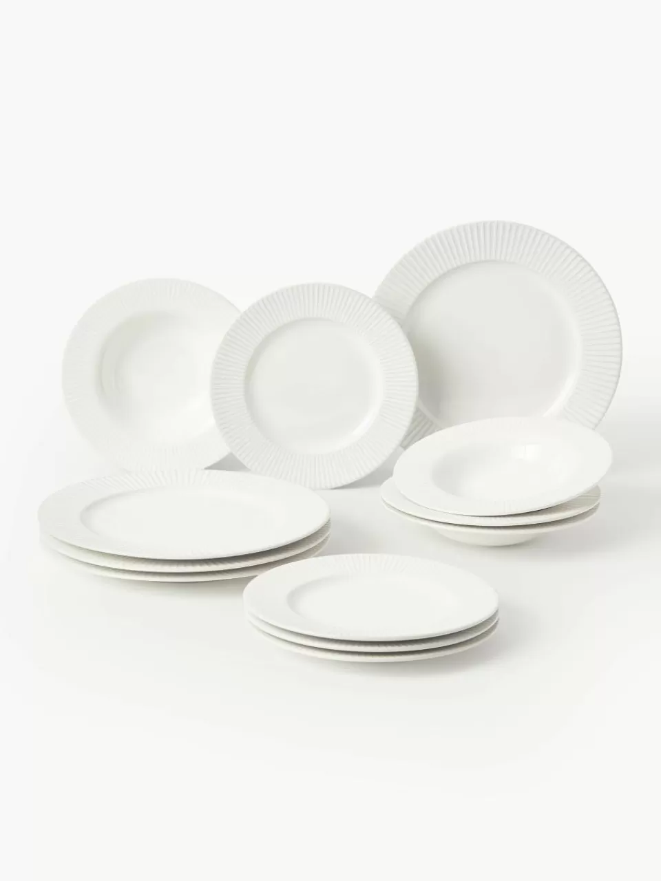 Westwing Collection Serviesset Goya van porselein, 4 personen (12-delig) | Servies | Serviessets