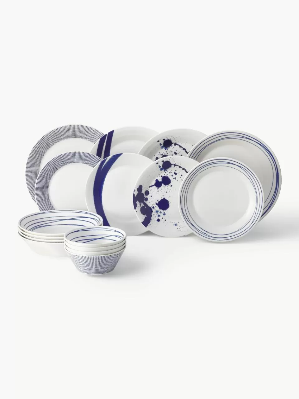 ROYAL DOULTON Serviesset Pacific blauw van porselein, 4 personen (16-delig) | Serviessets