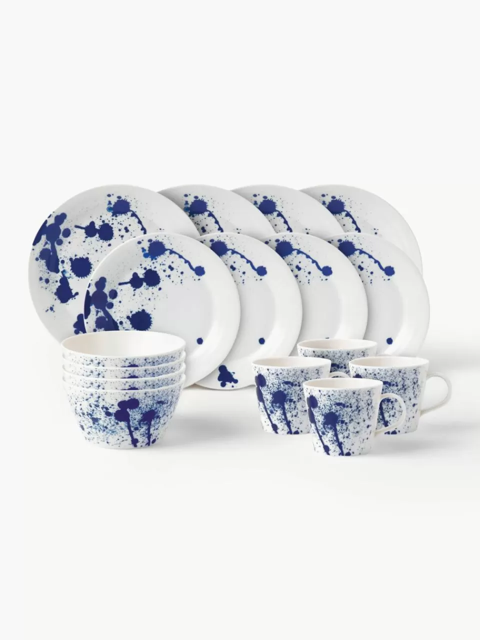 ROYAL DOULTON Serviesset Pacific blauw van porselein, 4 personen (16-delig) | Serviessets