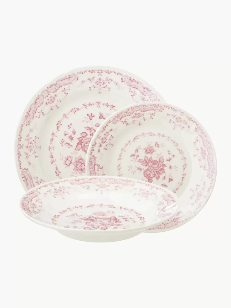 Bitossi Home Serviesset Rose met bloemmotief, 6 personen (18-delig) | Servies | Serviessets