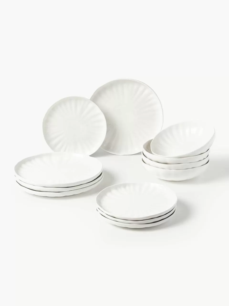 Westwing Collection Serviesset Sali met reliëf, 4 personen (12-delig) | Servies | Serviessets