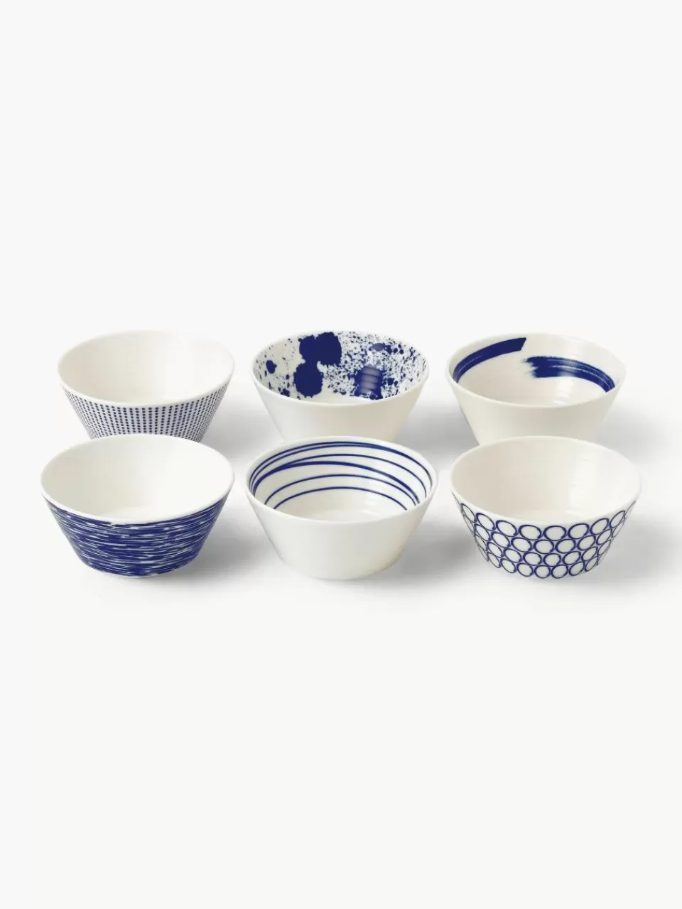 ROYAL DOULTON Snackschaaltjes Pacific blauw van porselein, set van 6 | Kommen & Schalen | Servies