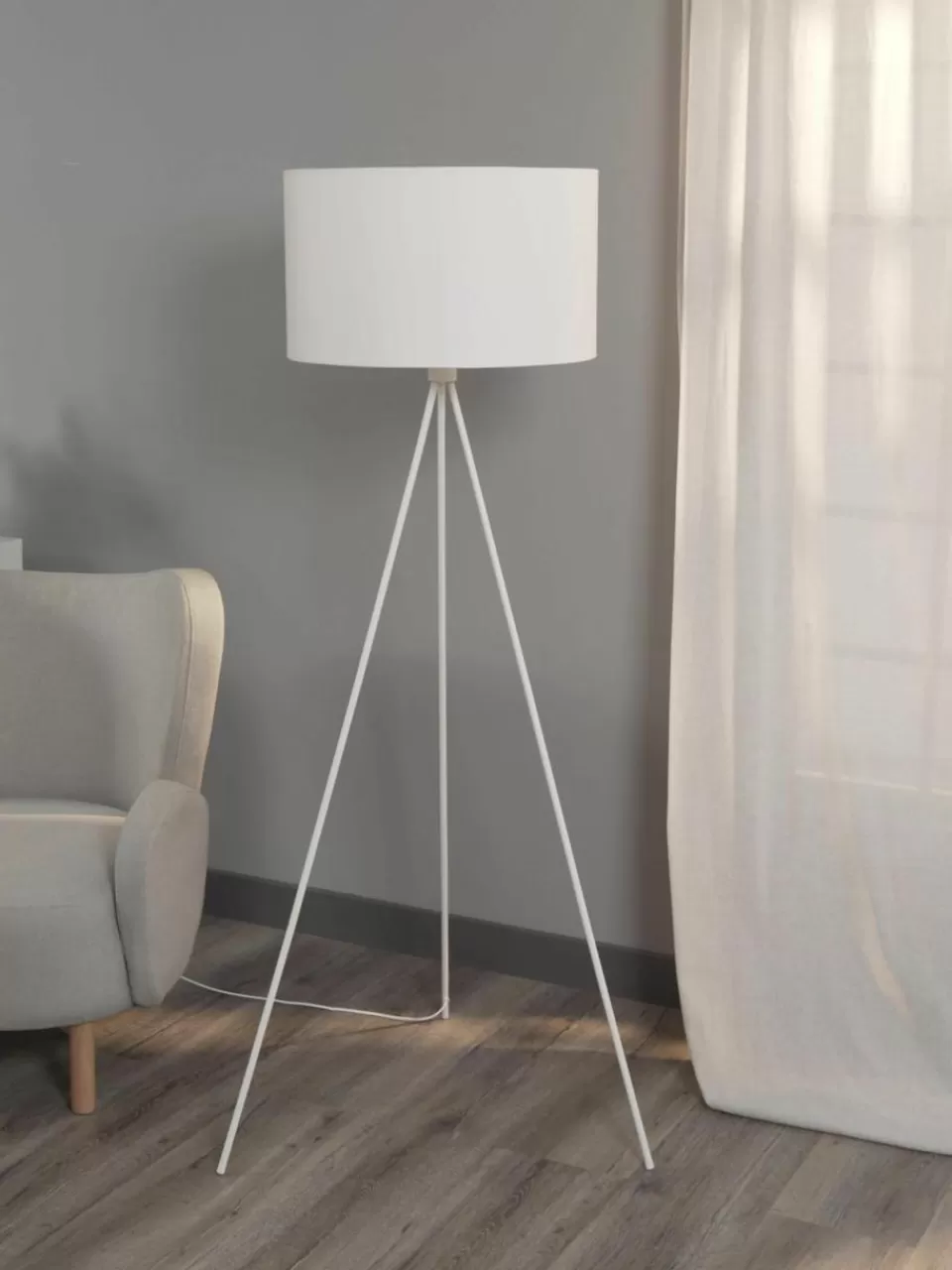 Westwing Collection Tripod vloerlamp Cella met stoffen lampenkap | Hanglampen | Hanglampen