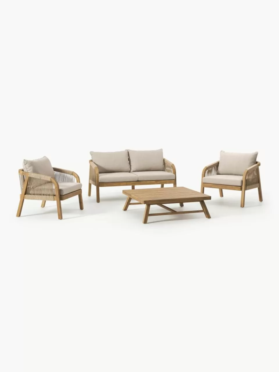 Westwing Collection Tuin loungeset Lu van acaciahout, 4-delig | Tuinmeubels | Tuinsets