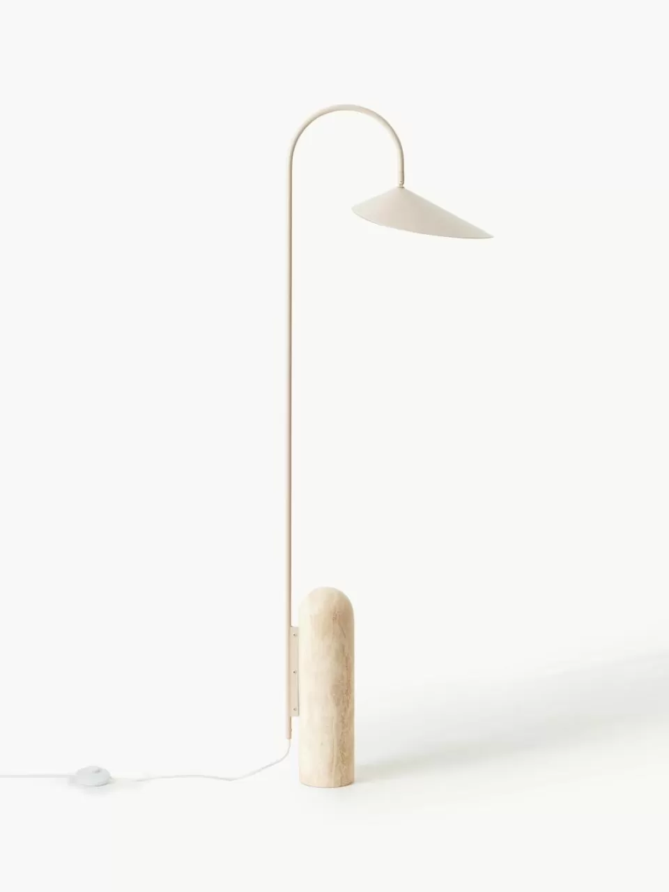 ferm LIVING Vloerlamp Arum met travertin voet, verstelbaar | Staande Lampen