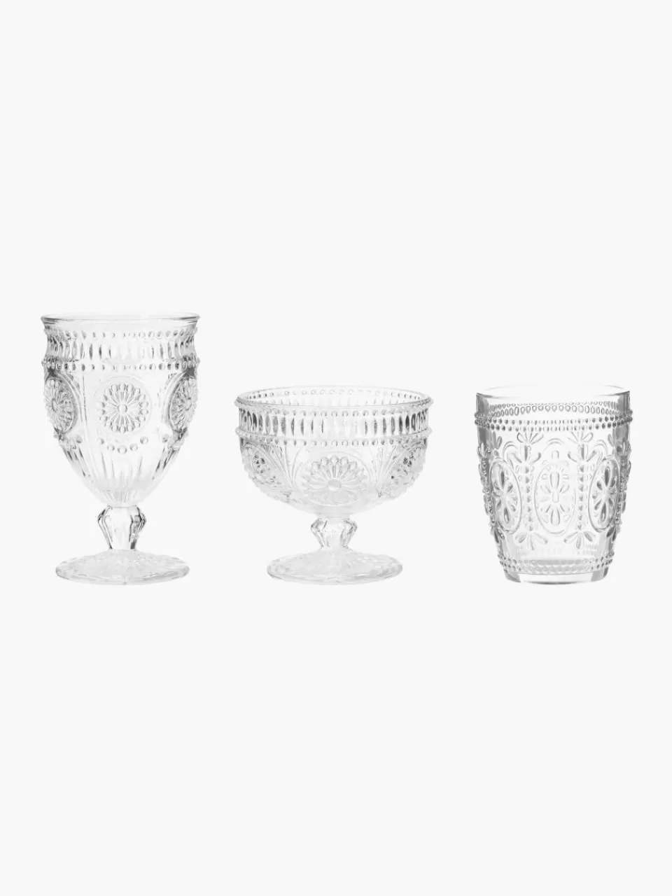 Cote Table Waterglazen Chambord met bloemenreliëf, 6 stuks | Servies | Waterglazen