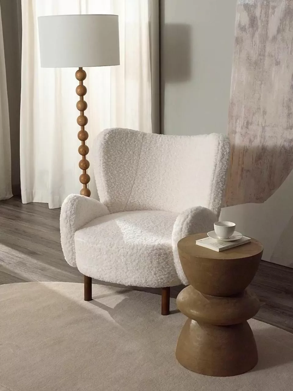 Westwing Collection Witte teddy fauteuil Kalia | Fauteuils | Oorfauteuils